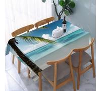 UREJD Table Cloth Rectangle 60x90 in Wipe Clean Tablecloth Water Resistant Table Cover for Kitchen,Beach landscape, palms and beach, a coconut tree along the coast with turquoise wa,Party Decorations