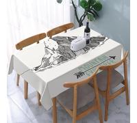 UREJD Table Cloth Rectangle 60x90 in Wipe Clean Tablecloth Water Resistant Table Cover for Kitchen,Black and white mountain sketches and Mountain Explorer text, mountain explorer's,Party Decorations