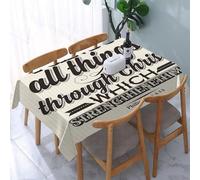 UREJD Table Cloth Rectangle 60x90 in Wipe Clean Tablecloth Water Resistant Table Cover for Kitchen,Bible lettering，Christian art，I can do all things through Christ which strengthene,Party Decorations