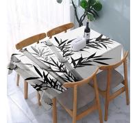 UREJD Table Cloth Rectangle 60x90 in Wipe Clean Tablecloth Water Resistant Table Cover for Kitchen,bamboo leaf traditional chinese calligraphy art isolated on white background.,Party Decorations
