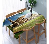 UREJD Table Cloth Rectangle 60x90 in Wipe Clean Tablecloth Water Resistant Table Cover for Kitchen,City，Colosseum, an ancient wonder bathed in the sun, surrounded by active environm,Party Decorations