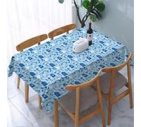 UREJD Table Cloth Rectangle 60x90 in Wipe Clean Tablecloth Water Resistant Table Cover for Kitchen,Dutch, Nature and Architecture elements of the Netherlands in shades of blue, navy,Party Decorations