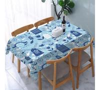 UREJD Table Cloth Rectangle 60x90 in Wipe Clean Tablecloth Water Resistant Table Cover for Kitchen,Dutch, Nature and Architecture elements of the Netherlands in shades of blue, navy,Party Decorations