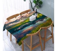 UREJD Table Cloth Rectangle 60x90 in Wipe Clean Tablecloth Water Resistant Table Cover for Kitchen,Evening landscape with vivid sky on a quiet lake surrounded by majestic mountains,Party Decorations