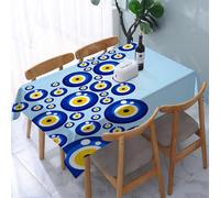 UREJD Table Cloth Rectangle 60x90 in Wipe Clean Tablecloth Water Resistant Table Cover for Kitchen,Evil Eye,Diagonal Evil Eye Pattern Lively Protection Symbol Turk,Party Decorations