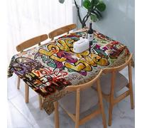 UREJD Table Cloth Rectangle 60x90 in Wipe Clean Tablecloth Water Resistant Table Cover for Kitchen,Graffiti walls are painted around various colorful graffiti on the walls - Love,Party Decorations
