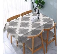 UREJD Table Cloth Rectangle 60x90 in Wipe Clean Tablecloth Water Resistant Table Cover for Kitchen,Grey and White,Damask Geometric Middle Eastern Effects Arabesque Artful Design1,Party Decorations