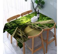 UREJD Table Cloth Rectangle 60x90 in Wipe Clean Tablecloth Water Resistant Table Cover for Kitchen,Green, Park Summer Scenic View Environment Nature Vacation Adventure Scene Image,Party Decorations