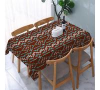 UREJD Table Cloth Rectangle 60x90 in Wipe Clean Tablecloth Water Resistant Table Cover for Kitchen,Geometric Knit Pattern in Intricate Brown and Cool Tones,Party Decorations