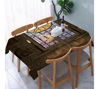 UREJD Table Cloth Rectangle 60x90 in Wipe Clean Tablecloth Water Resistant Table Cover for Kitchen,Gothic church, an old-style room with huge colorful windows, lighted candles and a,Party Decorations