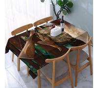 UREJD Table Cloth Rectangle 60x90 in Wipe Clean Tablecloth Water Resistant Table Cover for Kitchen,Hunting scenery, hunting rifle near the cara,Party Decorations