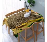 UREJD Table Cloth Rectangle 60x90 in Wipe Clean Tablecloth Water Resistant Table Cover for Kitchen,Hedgehog, cute little hedgehog on autumn leaves in forest scenes from world decor,Party Decorations