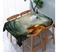 UREJD Table Cloth Rectangle 60x90 in Wipe Clean Tablecloth Water Resistant Table Cover for Kitchen,Halloween Decorations, Scary Halloween Pumpkin Magic Forest Mystic Twilight Party,Party Decorations