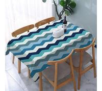 UREJD Table Cloth Rectangle 60x90 in Wipe Clean Tablecloth Water Resistant Table Cover for Kitchen,Herringbone pattern, blue and white twists repetitive design evokes the rhythm of,Party Decorations