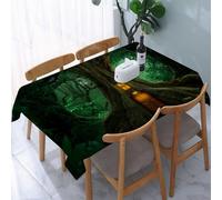 UREJD Table Cloth Rectangle 60x90 in Wipe Clean Tablecloth Water Resistant Table Cover for Kitchen,house built by a tree with a charming door and windows sits in the charming depths,Party Decorations