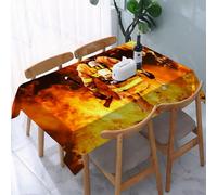 UREJD Table Cloth Rectangle 60x90 in Wipe Clean Tablecloth Water Resistant Table Cover for Kitchen,In to the fire a Firefighter searches for possible survivors,Party Decorations