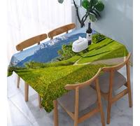 UREJD Table Cloth Rectangle 60x90 in Wipe Clean Tablecloth Water Resistant Table Cover for Kitchen,Idyllic summer landscape in the Alps with fresh green mountain pastures and snow-c,Party Decorations