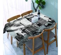 UREJD Table Cloth Rectangle 60x90 in Wipe Clean Tablecloth Water Resistant Table Cover for Kitchen,Industrial set, old 60s Abandoned tractor in the farm in central Canada Nostalgic,Party Decorations