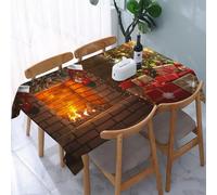 UREJD Table Cloth Rectangle 60x90 in Wipe Clean Tablecloth Water Resistant Table Cover for Kitchen,interior christmas. magic glowing tree fireplace and gifts,Party Decorations