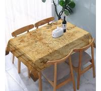 UREJD Table Cloth Rectangle 60x90 in Wipe Clean Tablecloth Water Resistant Table Cover for Kitchen,Island Map Set, Highly Detailed Grungy Rustic Pirates Gold Treasure Map, History T,Party Decorations