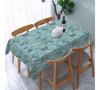 UREJD Table Cloth Rectangle 60x90 in Wipe Clean Tablecloth Water Resistant Table Cover for Kitchen,Japanese wave, Asian pattern with dragon figures and,Party Decorations