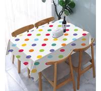 UREJD Table Cloth Rectangle 60x90 in Wipe Clean Tablecloth Water Resistant Table Cover for Kitchen,Kids,Vintage Polka Dots in Pastel Colors on Blank Background Cheerful Desing Illus,Party Decorations