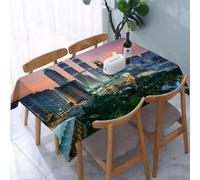 UREJD Table Cloth Rectangle 60x90 in Wipe Clean Tablecloth Water Resistant Table Cover for Kitchen,Kuala Lumpur skyline, iconic twin towers dominate the city's skyline,Party Decorations