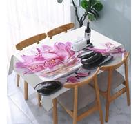 UREJD Table Cloth Rectangle 60x90 in Wipe Clean Tablecloth Water Resistant Table Cover for Kitchen,Lotus and Massage Stone Magic Japanese Zen Garden Theme,Party Decorations