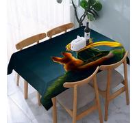 UREJD Table Cloth Rectangle 60x90 in Wipe Clean Tablecloth Water Resistant Table Cover for Kitchen,Little Prince and Fox, Little Prince and His Fox, Little Prince Fox,Party Decorations