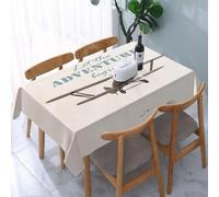 UREJD Table Cloth Rectangle 60x90 in Wipe Clean Tablecloth Water Resistant Table Cover for Kitchen,Let the adventure begin - travel motivational concept,Party Decorations