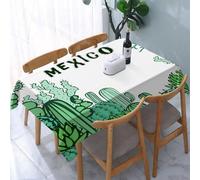 UREJD Table Cloth Rectangle 60x90 in Wipe Clean Tablecloth Water Resistant Table Cover for Kitchen,Mexico background. Collection of the doodles cactus.,Party Decorations