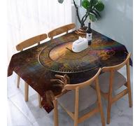 UREJD Table Cloth Rectangle 60x90 in Wipe Clean Tablecloth Water Resistant Table Cover for Kitchen,Magic, Double exposure on outer space mixed with a,Party Decorations