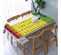 UREJD Table Cloth Rectangle 60x90 in Wipe Clean Tablecloth Water Resistant Table Cover for Kitchen,Modern, The Periodic Table of the Elements PHD Chimi,Party Decorations
