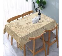 UREJD Table Cloth Rectangle 60x90 in Wipe Clean Tablecloth Water Resistant Table Cover for Kitchen,Map,Highly Detailed Ancient Grunge Treasure Map Adventure Sailing Island Jo,Party Decorations