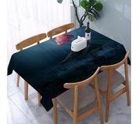 UREJD Table Cloth Rectangle 60x90 in Wipe Clean Tablecloth Water Resistant Table Cover for Kitchen,Mysterious lonely tree, a striking red leaf tree, bathed in soft light in a misty,Party Decorations