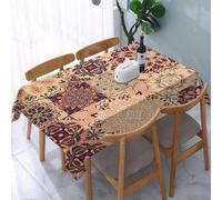 UREJD Table Cloth Rectangle 60x90 in Wipe Clean Tablecloth Water Resistant Table Cover for Kitchen,Moroccan, large colored ceramic tiles vintage Arabesque authentic design,Party Decorations