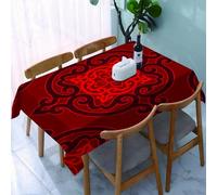 UREJD Table Cloth Rectangle 60x90 in Wipe Clean Tablecloth Water Resistant Table Cover for Kitchen,Maroon, Authentic Chinese Damask Rosette Inspired Antique Vibrant Decorative Antiq,Party Decorations
