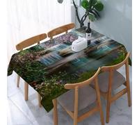 UREJD Table Cloth Rectangle 60x90 in Wipe Clean Tablecloth Water Resistant Table Cover for Kitchen,Natural Waterfall Decor, Flowers and Trees Magic Landscape Waterfalls,Party Decorations