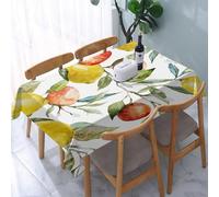 UREJD Table Cloth Rectangle 60x90 in Wipe Clean Tablecloth Water Resistant Table Cover for Kitchen,Natural Lemon and Orange Clementine Branches Fruit Delicious Winter Season Vitamin,Party Decorations