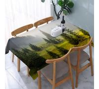 UREJD Table Cloth Rectangle 60x90 in Wipe Clean Tablecloth Water Resistant Table Cover for Kitchen,Nature Forest Farm, trees on the meadow between the colli,Party Decorations