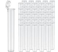 Urekt 116mm Tubes Clear King-Size Plastic Storage Pre Roll Tube Vials with Squeeze Pop Top (50 Pack), Waterproof Odor Sealing Plastic Container Holder Fits Raw Cones 110mm 109mm