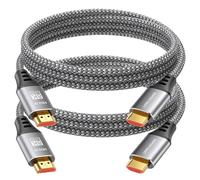 URELEGAN 8K 4K HDMI Cable 6FT 2-Pack, HDMI to HDMI Cord 4K@120Hz/144Hz, 8K@60Hz, HDMI 2.1 Support eARC, HDCP2.3/2.2, HDR10+ for KVM, Fire TV Stick, PS5, Xbox, LG, Roku, Switch, Portable Monitor.