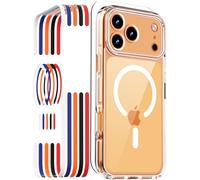 UREMKIM for iPhone 17 Pro Max Case with Screen Protector, Compatible with MagSafe, Multi-Color Detachable Soft Strip for DIY, Anti-Fingerprints Non-Yellowing Protective Clear Magnetic Phone Cover