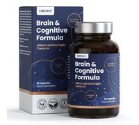 URENUS Brain & Cognitive Formula | Advanced Nootropic Complex | 200mg L-Theanine, 140mg Rhodiola Rosea, Lion's Mane, Ginkgo Biloba, Bacopa Monnieri | B Vitamins, Zinc, Iron & Iodine | 30 Capsules
