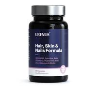 URENUS Hair, Skin & Nails Formula Capsules | with Biotin, Zinc, Selenium, Hyaluronic Acid, MSM, Spirulina & Kelp | Beauty Supplement for Hair, Skin & Nail Support | 60 Vegan Capsules