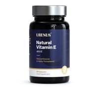 URENUS Natural Vitamin E 400 IU - 60 Vegan Capsules - Natural Source d-Alpha Tocopherol - High Strength Vitamin E Supplement - Antioxidant Support - Made in UK
