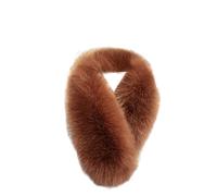 URFEDA Faux Fox Fur Collar Women's Scarf Thickened Winter Fluffy Plush Coat Warm 53 cm, brown, One