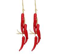 URFEDA Pack of 2 Artificial Vegetables Hanging Decoration, Artificial Red Chilli Vegetable Decoration, Artificial Vegetable Braid, Indoor Decoration for Home, Kitchen, Garden, Vegetables, Party,