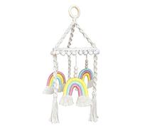 URFEDA Rainbow Baby Bed Mobile Baby Wind Chime, Mobile Baby Wood with PomPom Ornament Children's Room Hanging Bed Bell Pendant for Hanging Cot Bed Gift for Baby Girls Boys