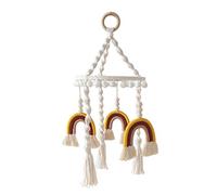 URFEDA Rainbow Baby Bed Mobile Baby Wind Chime, Mobile Baby Wood with PomPom Ornament Children's Room Hanging Bed Bell Pendant for Hanging Cot Bed Gift for Baby Girls Boys